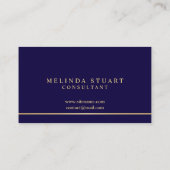 Navy Blue en Gold Elegant Monogram Visitekaartje (Achterkant)