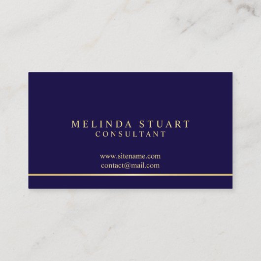 Navy Blue en Gold Elegant Monogram Visitekaartje (Achterkant)