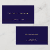 Navy Blue en Gold Elegant Visitekaartje (Voorkant / Achterkant)