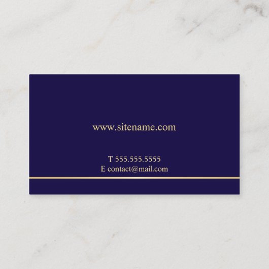 Navy Blue en Gold Elegant Visitekaartje (Achterkant)