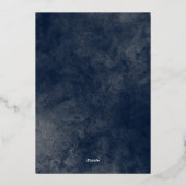 Navy Blue en Gold Elegant, Waterverf achtergrond Folie Uitnodiging (Achterkant)