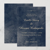 Navy Blue en Gold Elegant, Waterverf achtergrond Kaart (Voorkant / Achterkant)