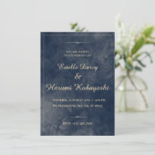 Navy Blue en Gold Elegant, Waterverf achtergrond Kaart (Staand voorkant)