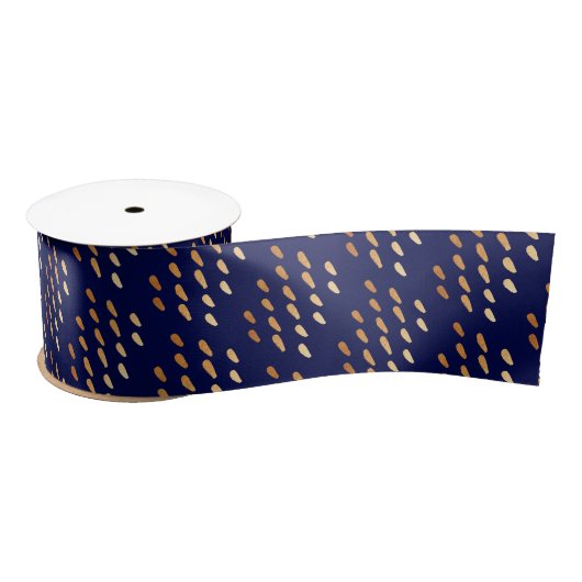 Navy Blue en Gold Faux Foil Confetti Ribbon Satijnen Lint (Spoel)