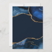 Navy Blue en Gold Faux Glitter Agate Birthday Bedankkaart (Achterkant)