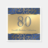 Navy Blue en Gold Filigree Swirls Servetten (Voorkant)