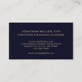 Navy Blue en Gold Financial Planner Visitekaartje (Achterkant)