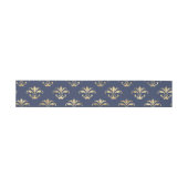Navy Blue en Gold Fleur-de-Lis Pattern Uitnodigingen Wikkel (Vlak)