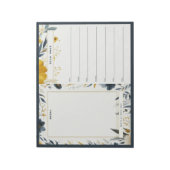 Navy Blue en Gold Floral Weekly Calendar Notitiebl Notitieblok (Linkerzijde)
