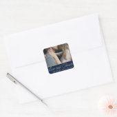 Navy Blue en Gold Foil | Aangepaste foto bedankt Vierkante Sticker (Envelop)