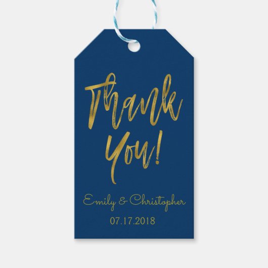 Navy Blue en Gold Foil Bedankt Cadeau Label Cadeaulabel (Voorkant)