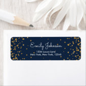 Navy Blue en Gold Foil Confetti Birthday Etiket (Insitu)