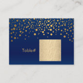 Navy Blue en Gold Foil met Confetti Stippen Plaatskaartje (Achterkant)