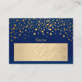 Navy Blue en Gold Foil met Confetti Stippen Plaatskaartje (Voorkant)