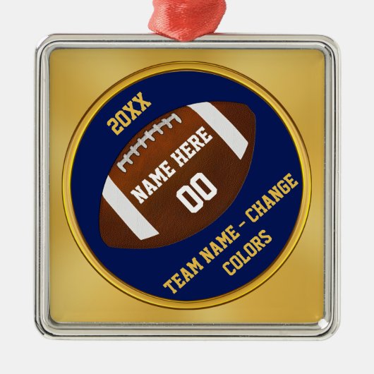 Navy Blue en Gold, Football Ornament Personalized (Voorkant)