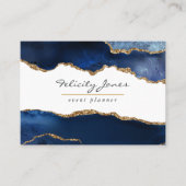 Navy Blue en Gold Geode Agate Stone Visitekaartje (Voorkant)