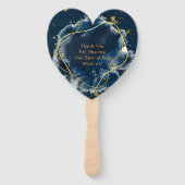 Navy Blue en Gold Geometric Wedding Handwaaier (Achterkant)
