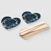 Navy Blue en Gold Geometric Wedding Handwaaier (Niet-gemonteerd)