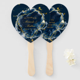 Navy Blue en Gold Geometric Wedding Handwaaier