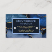 Navy Blue en Gold Glitter Agate Visitekaartje (Achterkant)