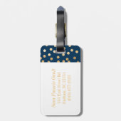 Navy Blue en Gold Glitter City Stippen Monogram Bagagelabel (Achterkant verticaal)