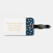 Navy Blue en Gold Glitter City Stippen Monogram Bagagelabel (Achterkant horizontaal)