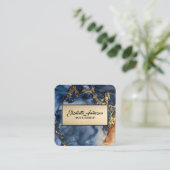 Navy Blue en Gold Glitter Marble Agate Modern Vierkante Visitekaartje (Staand voorkant)