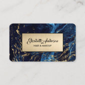 Navy blue en Gold Glitter Marble Agate Visitekaartje (Voorkant)
