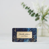 Navy blue en Gold Glitter Marble Agate Visitekaartje (Staand voorkant)