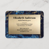 Navy Blue en Gold Glitter Modern Visitekaartje (Achterkant)