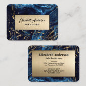 Navy Blue en Gold Glitter Modern Visitekaartje (Voorkant / Achterkant)