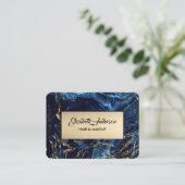 Navy Blue en Gold Glitter Modern Visitekaartje (Staand voorkant)