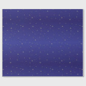 Navy Blue en Gold Glitter Stars Kerstmis Cadeaupapier (Vlak)