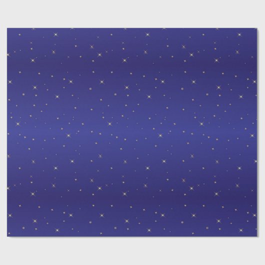 Navy Blue en Gold Glitter Stars Kerstmis Cadeaupapier (Vlak)