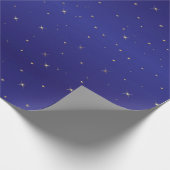 Navy Blue en Gold Glitter Stars Kerstmis Cadeaupapier (Hoek)
