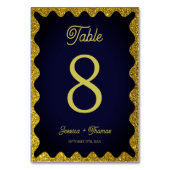 Navy Blue en Gold Glitters Wavy Retro Wedding Kaart (Voorkant)