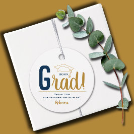 Navy Blue en Gold Graduation Cap Bedankjes Labels