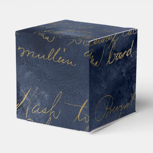 Navy Blue en Gold  kalligrafie Bedankdoosjes (Achterkant)