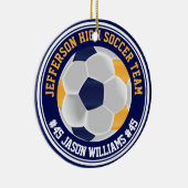 Navy Blue en Gold ⚽ Keramisch Ornament (Rechts)