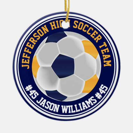 Navy Blue en Gold ⚽ Keramisch Ornament (Voorkant)