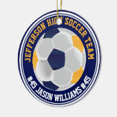 Navy Blue en Gold ⚽ Keramisch Ornament (Links)