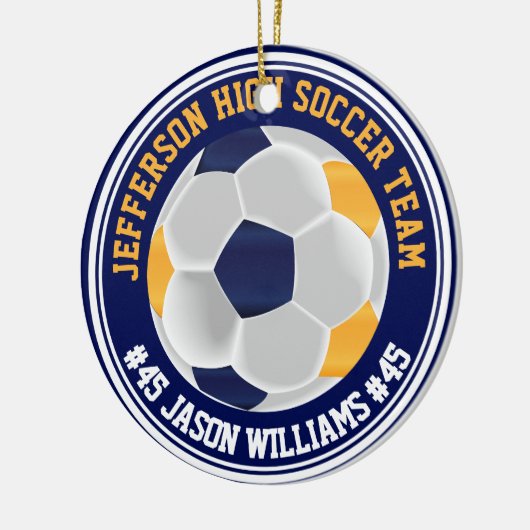 Navy Blue en Gold ⚽ Keramisch Ornament (Links)