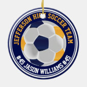 Navy Blue en Gold ⚽ Keramisch Ornament (Achterkant)