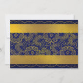Navy Blue en Gold Lace Wedding Invites Kaart (Achterkant)