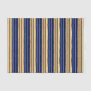 Navy Blue en Gold Large Stripes Tissuepapier