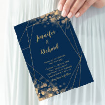 Navy Blue en Gold Lijst met Bokeh-lampjes