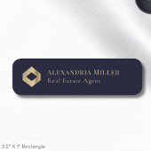 Navy Blue en Gold Logo Naamplaatje