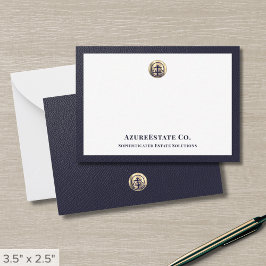 Navy Blue en Gold Logo Notitiekaartje