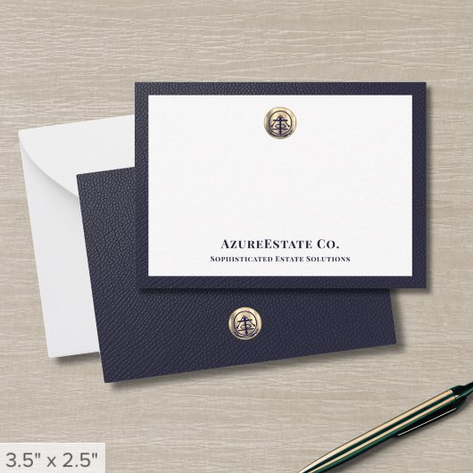 Navy Blue en Gold Logo Notitiekaartje
