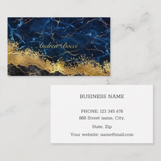 Navy Blue en Gold Marble Geode Agate Gilded Visitekaartje (Voorkant / Achterkant)